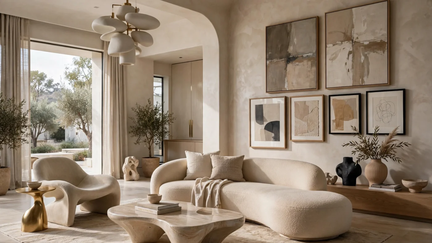 Designer-inspired modern home decor with sculptural furniture and curated accents.