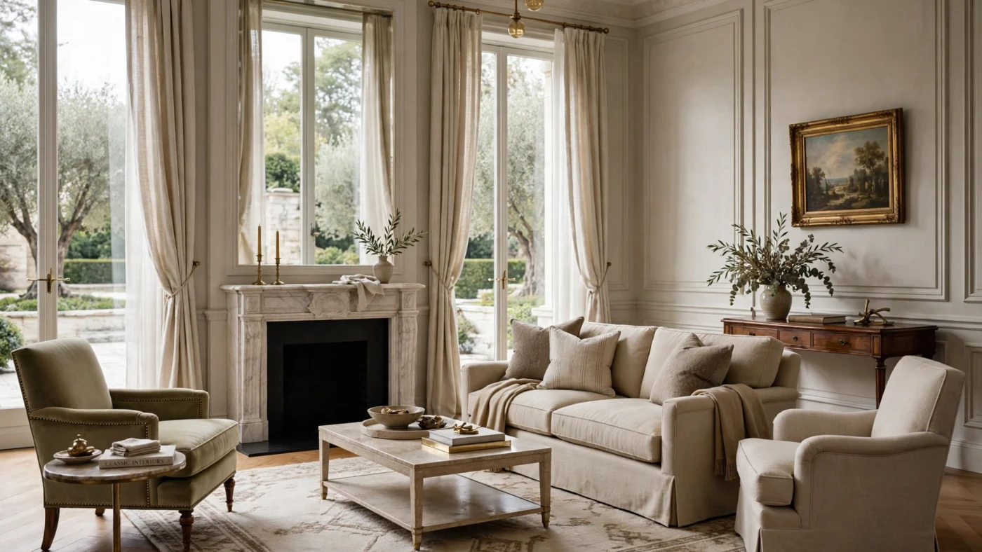 Artfully arranged elegant home interior with timeless pieces.