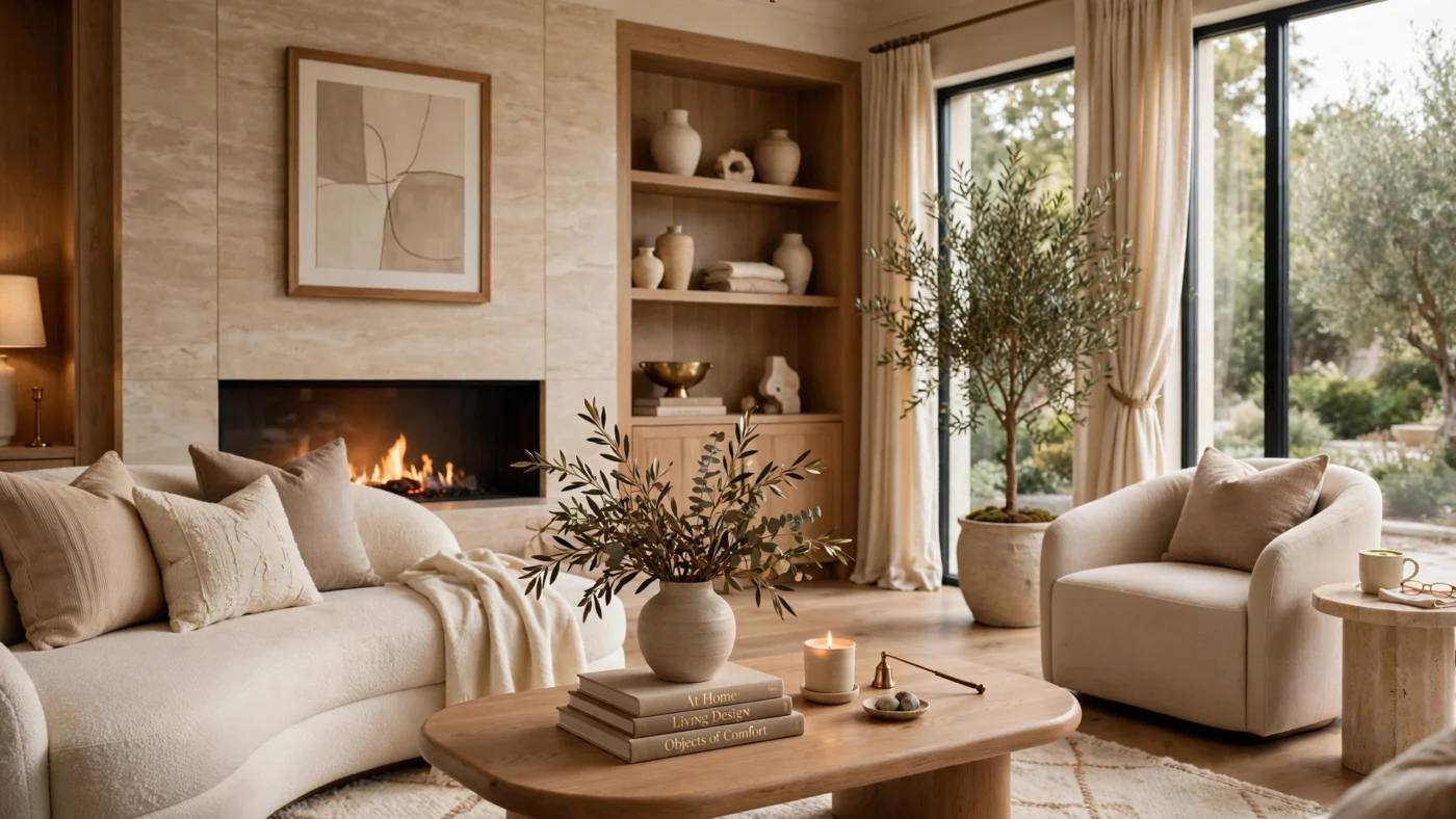 Elegant and comfortable home interior with soft furnishings.