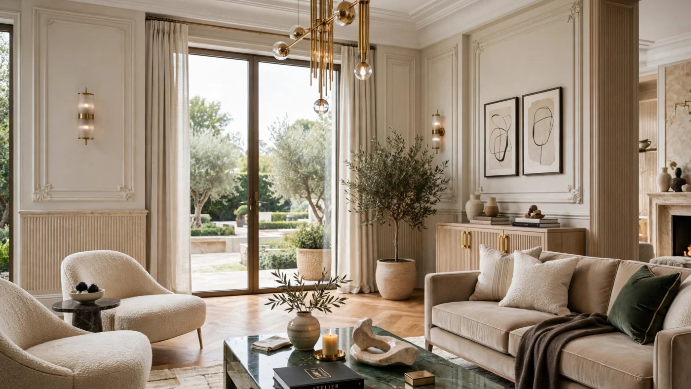 Sophisticated home design with clean lines and rich textures.