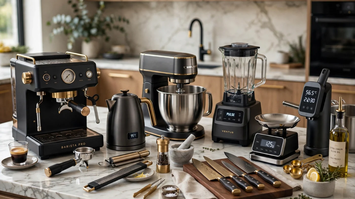 Premium kitchen gadgets styled in a modern home.